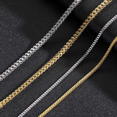 China European and American Hip Hop Hip Hop Gold Plated Stainless Steel Fishbone Necklace Chain Jewelry For Men Wholesale for sale