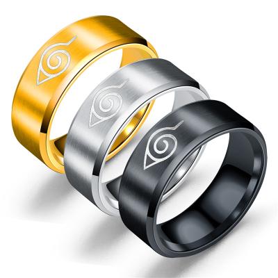 China Fashionable Wholesale Empty Gold Plated Stainless Steel Seal Ring Multi Color Custom Logo Men Shape Waterproof Jewelry Anime Ring for sale