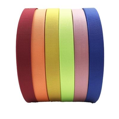 China Other Factory In Stock 20mm 32mm 38mm 50mm Polyester Webbing Woven Plain Straps Nylon Webbing for sale