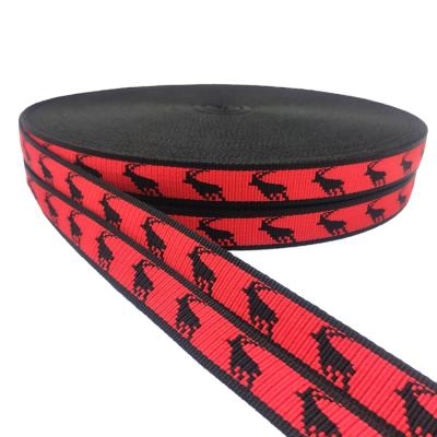 China High tenacity color 25mm thickened polyester custom webbing 1 inch red webbing jacquard webbing for dog collars for sale