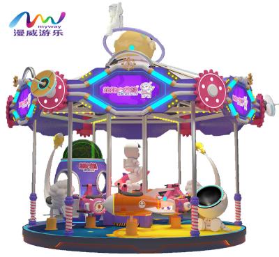 China Hot Selling Luxury New Design Space Carousel Robot Amusement Park Rides Manufacturer Fiberglass Kids Horse Ride Joyful New Design Go Round For Salt for sale