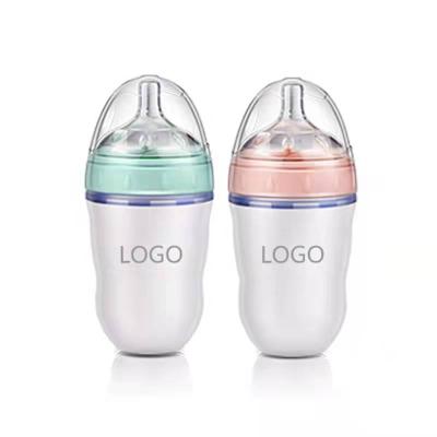 China BPA Free Custom Baby Bottle With Nipple Mouth Silicone Milk Bottle Baby Safety Food Feeder Free Babyflasche Hands for sale