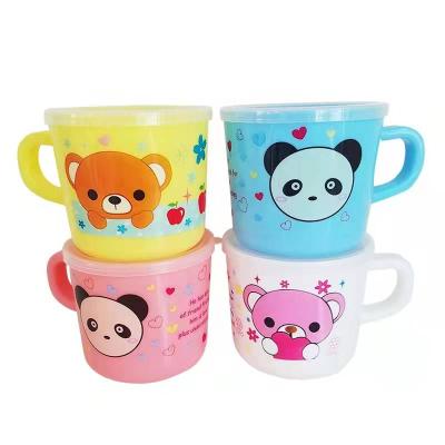 China Viable Baby Mouth Cup With Cover Milk Water Training Cup Animals Printing Safety Tea Cups Baby Care Plastic Water Bottle for sale