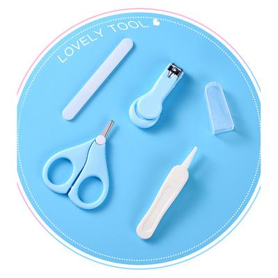 China Safe Finger Baby Nail Clippers Set Stainless Steel Baby Nail Scissors Package Four-piece Health Baby Nail Clippers Simple Set for sale