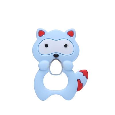 China Soft Cute Animal Shape Toy New Silicone Baby Teether Raccoon Shape Small Safety Teether for sale