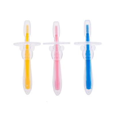 China 100%food grade Silicone Teether Kids Toothbrush with Cup Head Babi Children Soft Suction Silicone Toothbrush Kids Toothbrush for sale