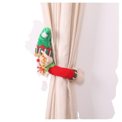 China Christmas Hanging Santa Doll Polyester Fabric Classic Curtain Plush Decoration for sale