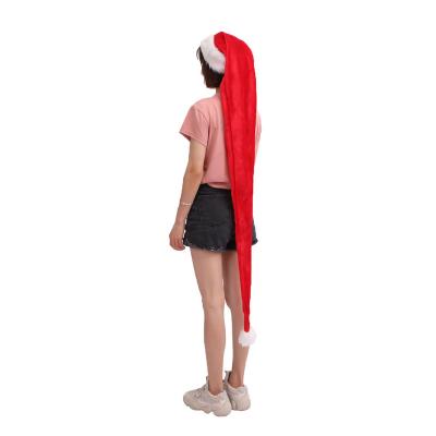 China High Quality Velvet Velvet Santa Hats Christmas Long Hat Fabric For Holiday Christmas Party for sale