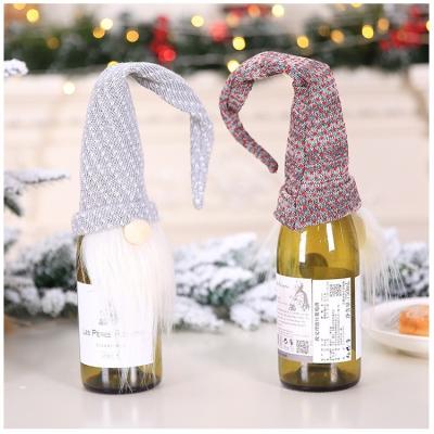 China Polyester Christmas Wine Bottle Cover Cap Bags Gift Bag Christmas Dinner Table Decor Merry Christmas Thanksgiving Party for sale