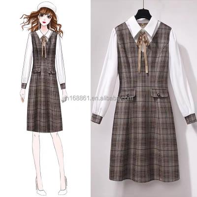 China Anti-Static Made In China Fashion Design V-Neck Pleated Decoration Split Casual Dress Floor Length Long Sleeve Dress For Women for sale