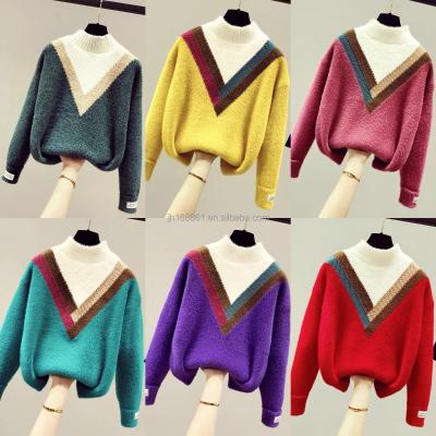 China 2021 new Anti-wrinkle logo sweater women jacquard design knitted women knitted girl pullover cotton knitted top women sweater wholesale for sale