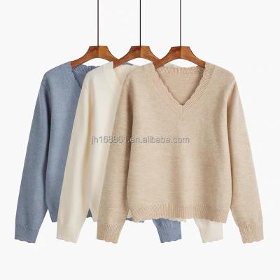 China Anti-wrinkle women autumn winter round neck jacquard sweater coat knitting long sleeve women sweater factory sales promotion wholesale for sale