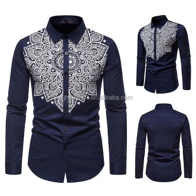 China Wholesale Fashion Print Anti-pilling Shirts, Men's Casual Slim Shirt, Men's Long Sleeve Shirt Clothing 100% Cotton for sale