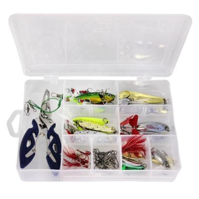 China Metal Lure Set Fishing Blade Lure Spinner Lure Triple Hook Fishing Pliers Combo Box for sale