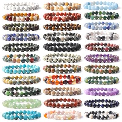 China Wholesale FASHIONABLE Healing Quartz Crystal Round Stone Bead Bracelet, 4/6/8mm Colorful Birthstone Natural Stone Bracelet for Women Men for sale