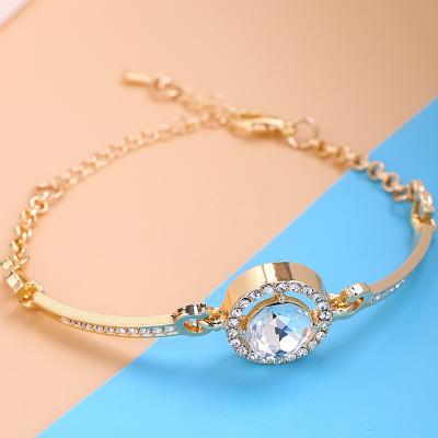 China Cheap Bangle Bracelet Ladies Crystal Rhinestone Bangle Heart Ocean CLASSIC Women Heart Chain White Party Jewelry for sale