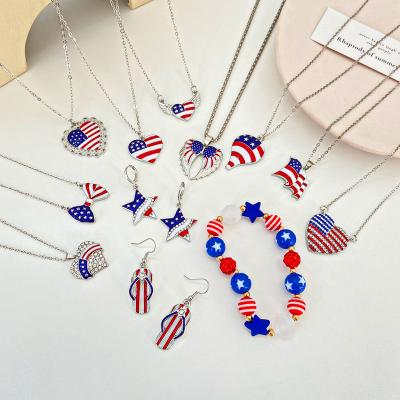 China CLASSIC hot sale fashion love heart jewelry sublimation flag necklace pendant enamel bracelet chain accessories for sale