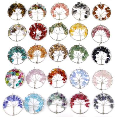 China Nickel Free 7 Chakra Stones Natural Stone Quartz Tree Of Life Pendant For Women Men Healing Crystal Necklace Pendants Reiki Jewelry for sale