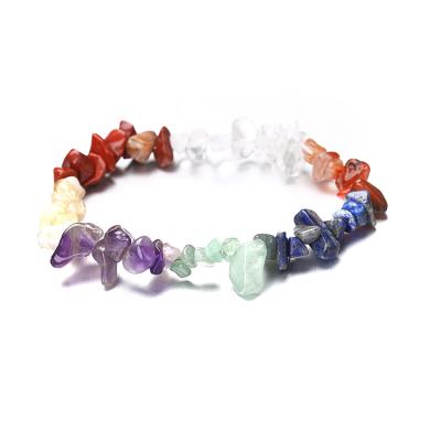 China 2021 Return CLASSIC Natural Stone Good Energy Colorful Crystal Bracelet Chakra Crushed Stone Bracelet for sale