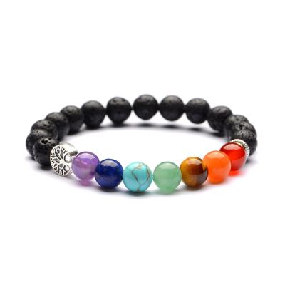 China Crystal Stone Bracelet Steel Spacer Yoga Bracelet 7 Chakra Energy 2021 Good Return CLASSIC For Men for sale