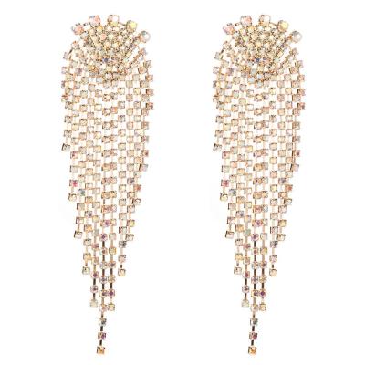 China Fashion Tassel Earrings For Gift 2020 Fashion Women's Jewelry High Quality Rhinestone Diamond Long Tassel Earrings For Gift for sale