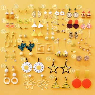 China Korean cute fresh heart Crystal Orange Pineapple Stud Earrings simple girl's earrings Korea candy summer earrings for sale