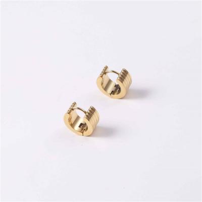 China TRENDY 18K Gold Plated Stainless Steel Elegant Simple Circle European Huggie Oval Solid Earrings and American INS for sale