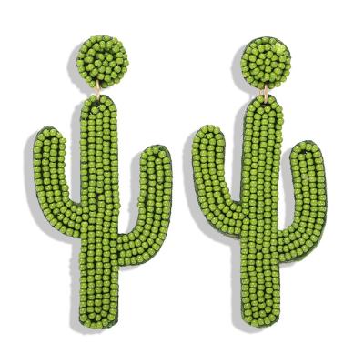 China 2019 Fashion Cactus Earrings Hot Sale Summer Flower Plant Fresh Seed Beads Earrings Women Multi Color Cactus Earrings for sale