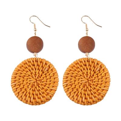 China New CLASSIC style to shop fashion style ethnic bamboo circle woven female earrings for sale