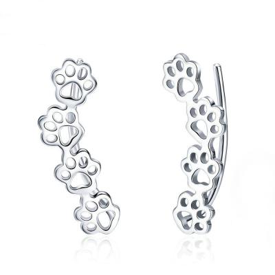 China 2019 Cute Fashion Jewelry 925 Sterling Silver Hollow Paws Pet Cuff Earring for sale