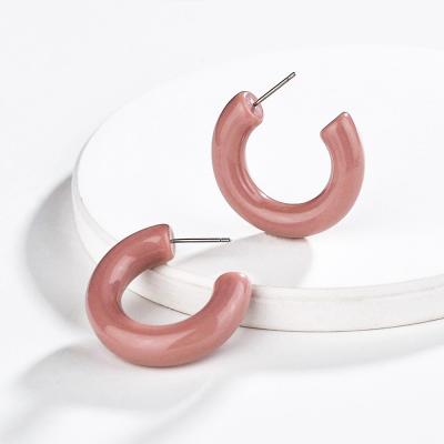 China 2018 fashion cheap women's simple circle fashion acetate C shape acetate circle earrings high quality earrings for sale