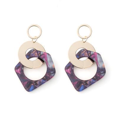 China Statement turtle acetate geometric earrings 2018 new hot sale western style turtle acetate geometric earrings for sale