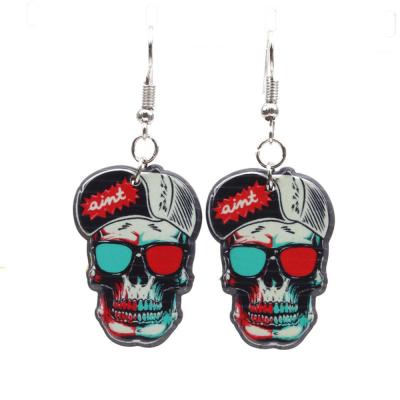 China Halloween Ghost Skeleton Zombie Earring Men and Women Unisex Pirate Ghost Party Festival Fashion Zombie Earring Skeleton Head Earring for sale