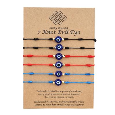 China Hot Selling BOHEMIA Adjustable Handmade Braided Friendship String Blue Eye Bracelet Evil Eye Rope Knot Red Black Bracelet For Couples for sale