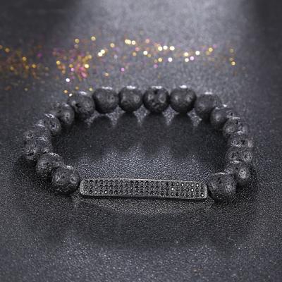 China CLASSIC Fashion Luxury Black Zircon Beads Handmade Knotted Rope Bracelet Men Bar Beads Bracelet for sale