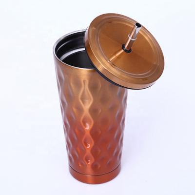 China Viable Custom Multicolor Coffee Mug With Lid Straw Stainless Steel Vacuum Insulated Mug With Straw Mug for sale