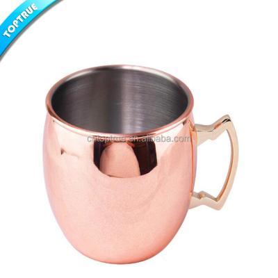 China Sustainable China Manufacture 16oz Pure Copper Stainless Steel Cup Moscow Mule Beer Tumbler Mug 100% Pure Copper Mug for sale