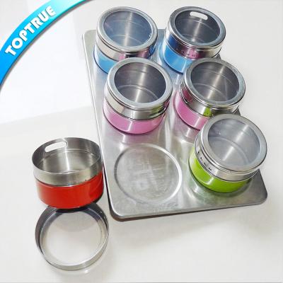 China Viable New Design China Magnetic Spice Jar Set Stand Rack Condiment Storage Set for sale