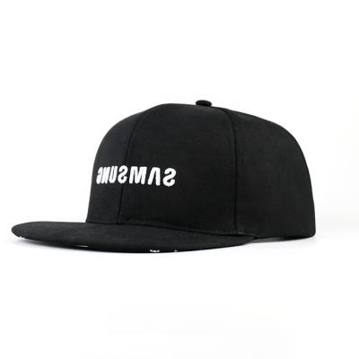 China JOINT fashion black embroidery 3D logo hip hop sports peak flat brim bill snapback hats for sale