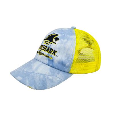 China Custom High Quality Cheap Fashion JOINT Embroidered Logo Washed Tie Dye Mesh Sports Trucker Hat for sale