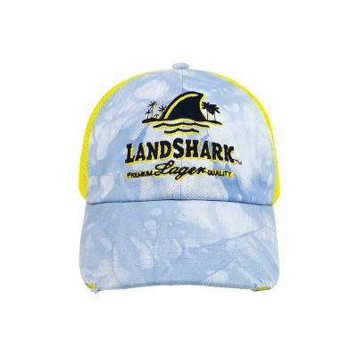 China COMMON High Quality Cheap Fashion Customize Logo White Washed Tie Dye Cotton Mesh Embroidered Sports Trucker Hat for sale