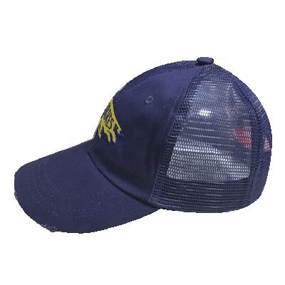 China JOINT Embroidery Applique Washed Worn Out Breathable Nylon Mesh Mesh Trucker Hat Cap Custom Logo for sale