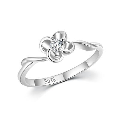 China Fashionable Vintage Jewelry 925 Sterling Silver Vintage Rose Flower CZ Simple Ring for sale