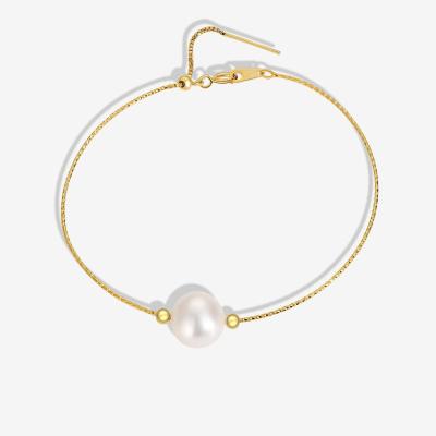 China Vintage In Stock Trendy Bangles For Women Jewelry Freshwater Pearl Twist Chain Plated Bracelet for sale