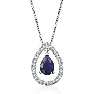 China Hot Sale CLASSIC Classic Style 925 Sterling Silver Natural Gemstone Pendant Sapphire Gemstone Sapphire Pendants Wholesale for sale