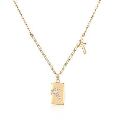 China 2022 New Products Women Trendy Trendy Necklaces Tag 925 Sterling Silver Gold Plated Initial Letter Necklace Pendant Jewelry for sale