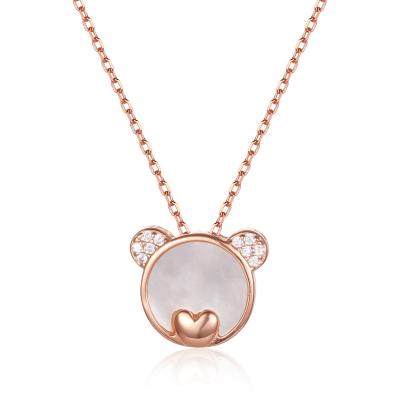 China Trendy Gold 925 Sterling Silver Women Necklace Panda Bear Shape Jewelry Rose 2022 Fashion Valentines Day Gifts for sale