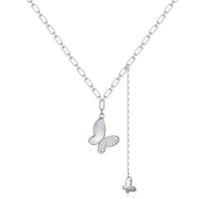 China New Fashion Style Mother's Day Trendy Necklace 925 Silver Butterfly Necklace for sale