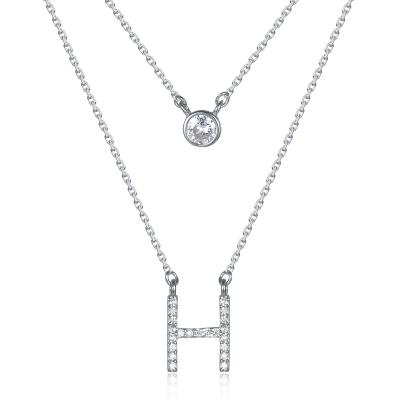 China New Style Double Layer Necklaces 925 Sterling Silver Letter H Initial Necklace Fashionable Necklace Jewelry for sale