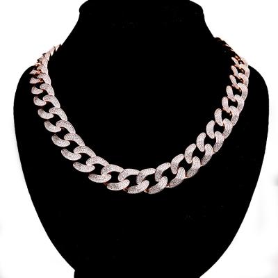 China Wholesale Hiphop Hip Hop Miami Link Chain Necklace Rose Gold 16mm Hiphop Men's Cuban Link for sale